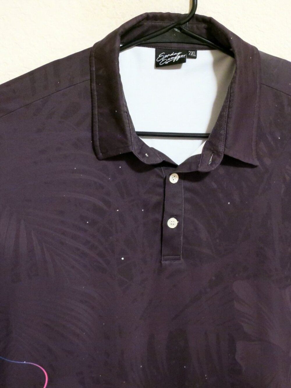 Sunday Swagger Shirt Mens 2XL Short Sleeve Performance Polo Black White Flowers